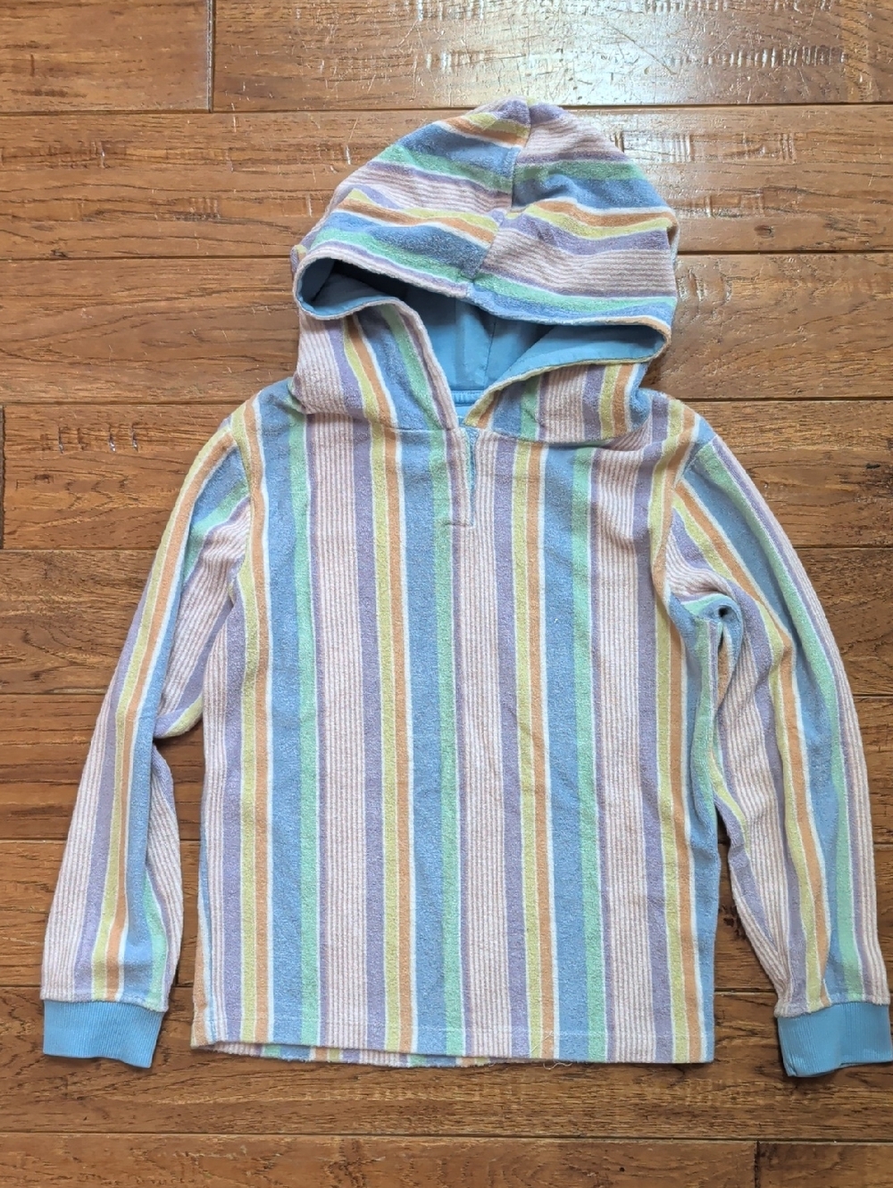 Ruffle Butts Rainbow Lane Terry Striped Hooded Pullover Top Swim Coverup